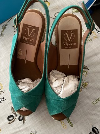Sandalias Viguera esparto tacón alto