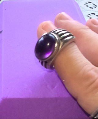 Anillo Plata Amatista Años 80