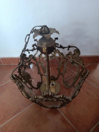 Lámpara de techo vintage metal y cristal