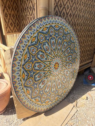 Mesa redonda cerámica mosaico Marrakech 160cm