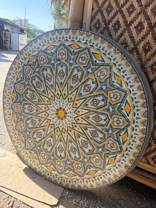 Mesa redonda cerámica mosaico Marrakech 160cm