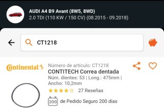 Correa bomba de aceite de Audi