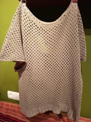 Jersey crochet beige talla única