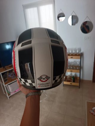 Casco integral moto blanco y negro