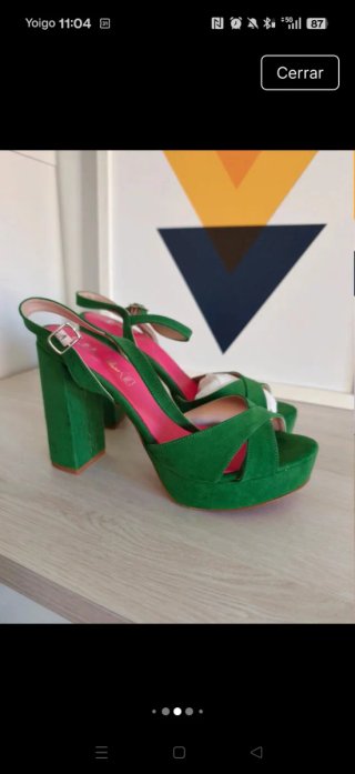 Sandalias verdes de plataforma Zara Talla S