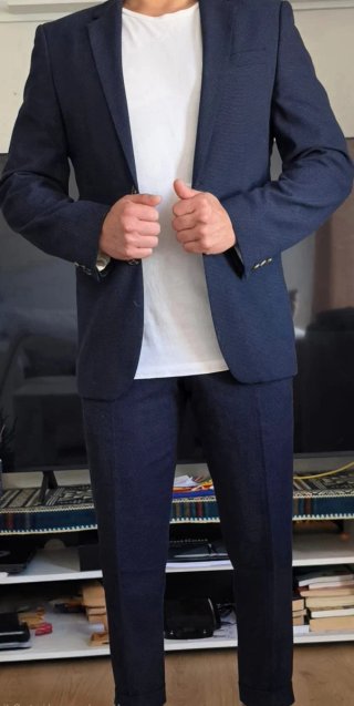 Traje Zara Azul con Topitos
