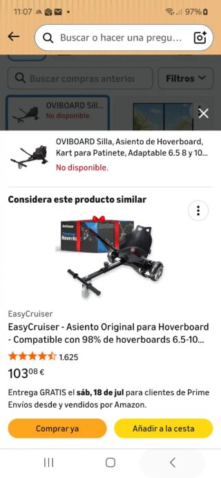 Hoverboard con  silla negra y Azul