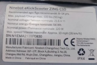 Patinete Eléctrico Niño NINEBOT ZING C10