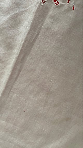 Tenda vintage lino bianco anni '70 ricamo
