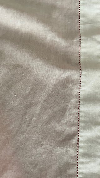 Tenda vintage lino bianco anni '70 ricamo