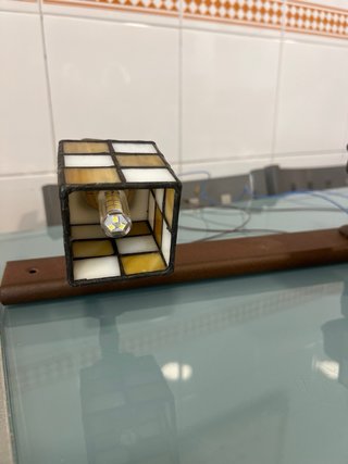 Aplique espejo baño bronce y cristal
