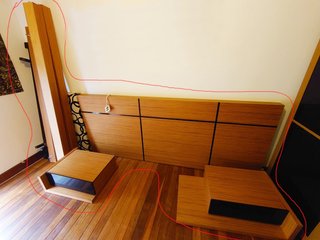 Dormitorio cama 150. Chapa de madera natural