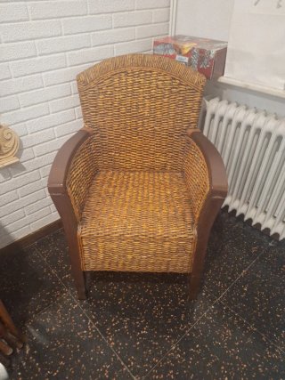 Sillón vintage mimbre y madera