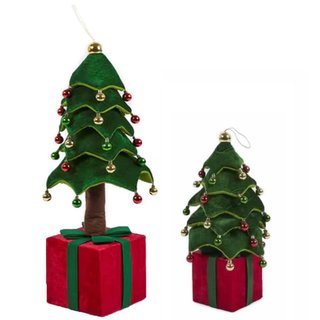 Albero di Natale Pieghevole 80 cm in Velluto Decoro Addobbo