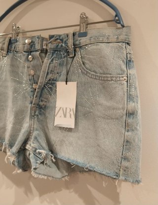 Shorts strass Zara etiqueta