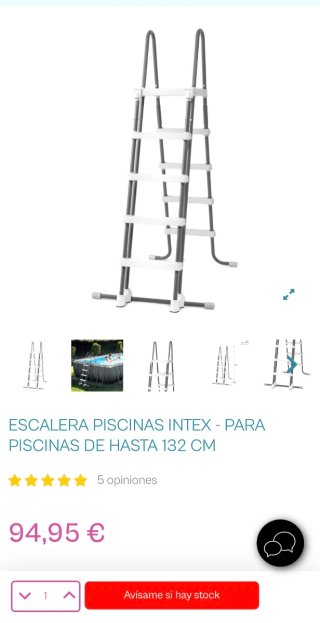 Escalera Intex Piscinas hasta 132cm