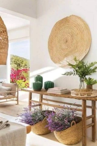 Abanico Pai Pai Mimbre Trenzado Decoración