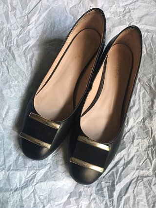 Antea Tacones Negros Cuero Talla 37