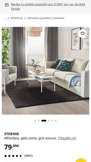 Alfombra IKEA STOENSE gris oscuro 170x240