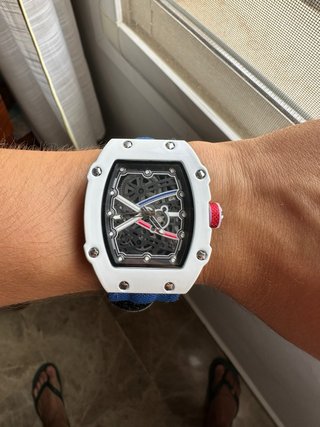 Reloj estilo RM67-02 Blanco y Azul