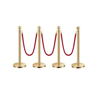 Stanchion Post, 4 Pcs Crowd Control Barrier Set with 3 Red