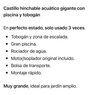 Tobogán hinchable agua