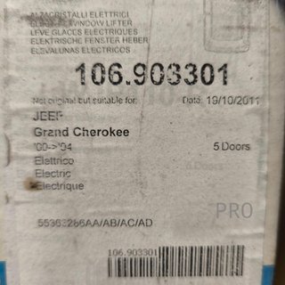 ELEVALUNAS DELANTERO DERECHO JEEP GRAND CHEROKEE NUEVO 106903301