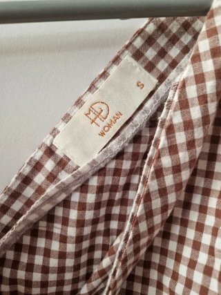 Blusa cuadros marrón y blanco