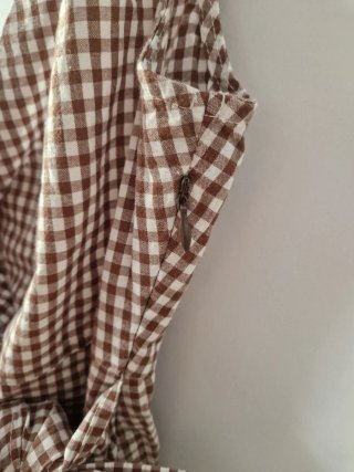 Blusa cuadros marrón y blanco