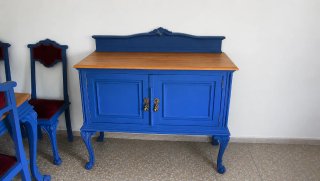 Conjunto Muebles Comedor Vintage Azul restaurados