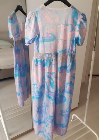 Camicia Da Notte Vintage Anni '70 Rosa Azzurro