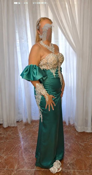Vestido Gitano Fiesta plata y Verde
