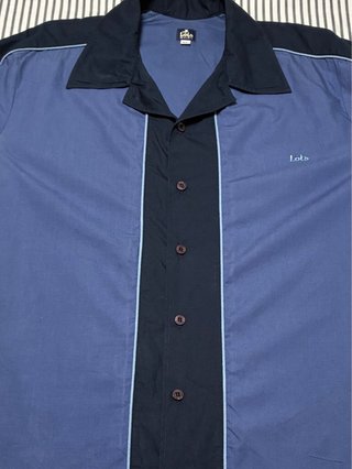 Camisa Lois Vintage Estilo Bowling Azul/Negro