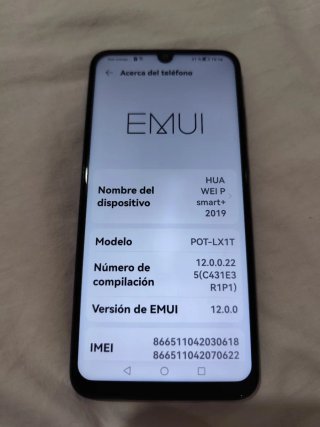 Huawei P Smart+ 2019 con cargador y funda