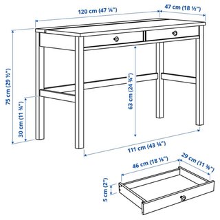 Scrivania Ikea Hemnes Bianca con 2 Cassetti