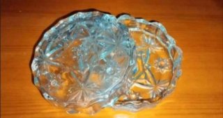 Cajita joyero vintage de cristal tallado 2 piezas