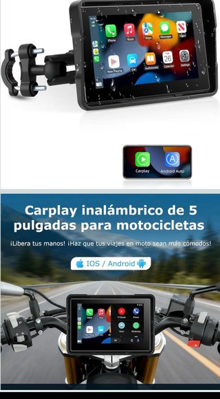 Pantalla Carplay Inalambrica Moto y Patinetes