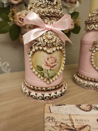Pareja Candelabros Shabby Chic Rosas