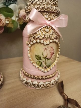 Pareja Candelabros Shabby Chic Rosas
