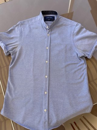 Camisa Polo Zara Slim Fit Azul Talla M
