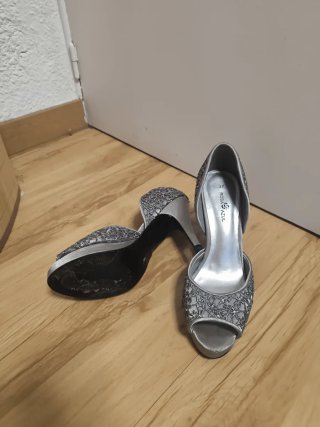 Zapatos de fiesta plateados tacón N37