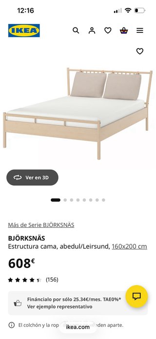 Cama IKEA Madera maciza BJORKSNAS 160x200
