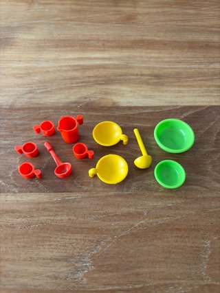 Playmobil vajilla, cuberteria, tazas, puchero