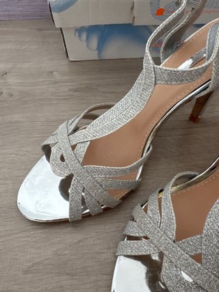 Tacones Porronet Plata Brillantes