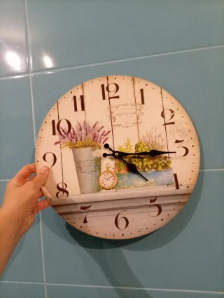 Lote decoración pared: cuadro flor y reloj