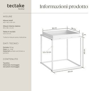Tavolino Cambridge 40 x 40 x 44cm · Metallo · Tavolini