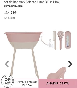 Bañera bebé rosa con soporte