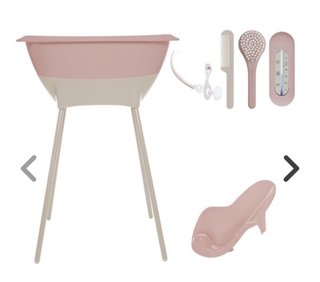 Bañera bebé rosa con soporte