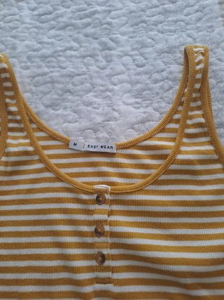 Top tirantes rayas blanco y mostaza Talla M