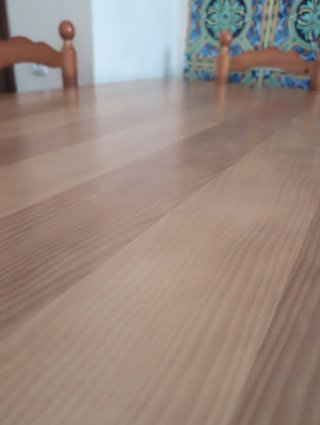 Mesa de comedor rústica de madera y 6 sillas